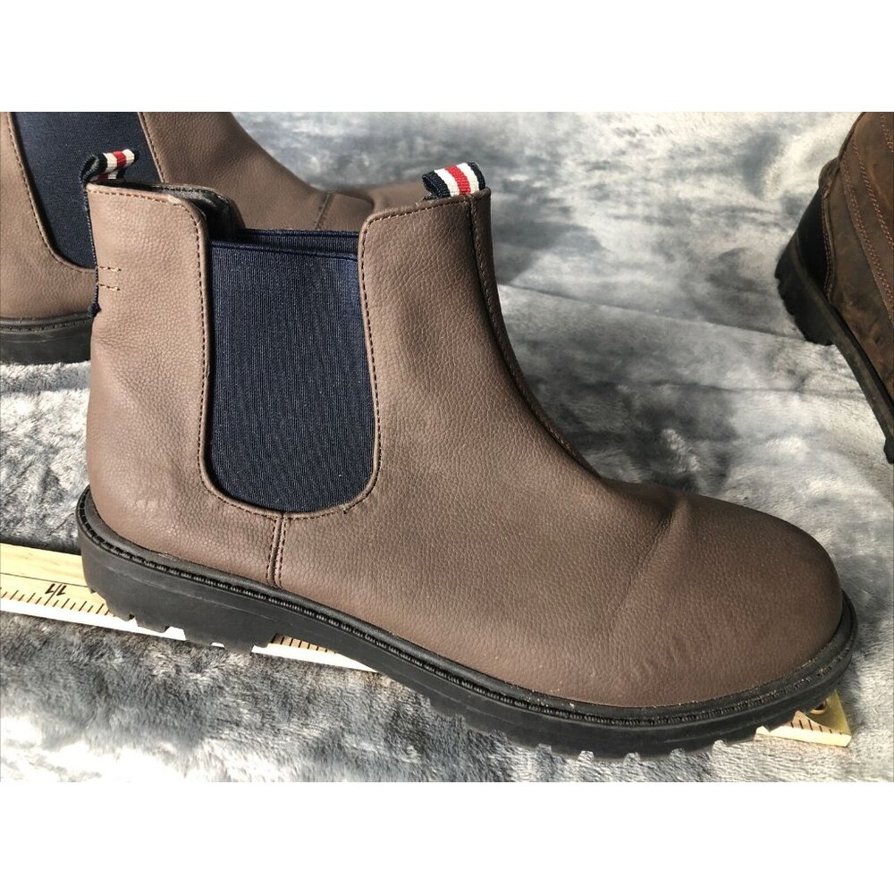 Brown Chelsea Ankle Boots Mens With Elastic Side Panels & Tricolor Tabs - Picture 9 of 10